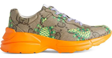 gucci rhyton pineapple|Gucci Pineapple men's rhyton sneaker .